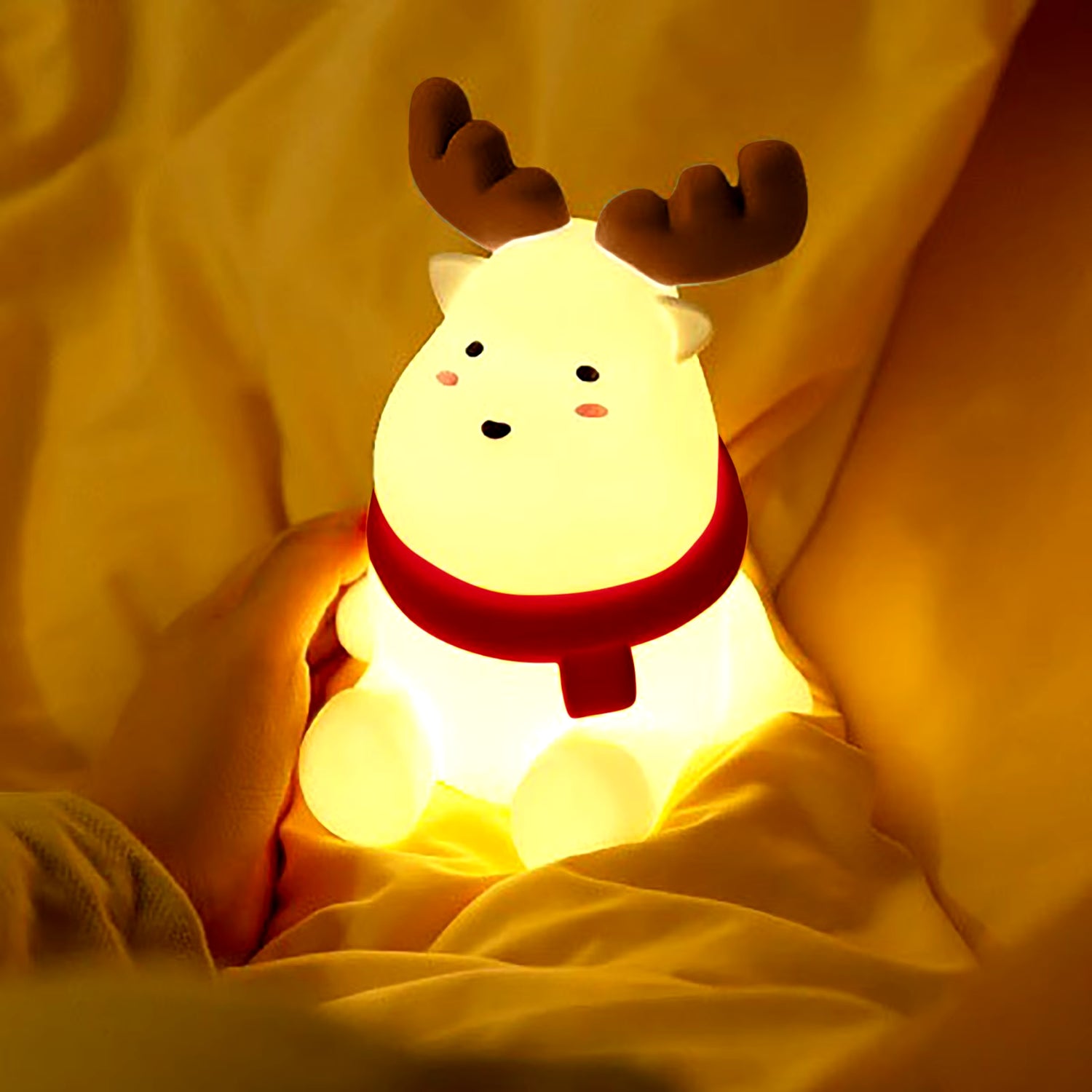 Christmas Reindeer Silicone Night for Kids Cute Gift Warm Yellow Led Light Soft Tou Ch Usb Rechargeable Lamp Fast Shipping