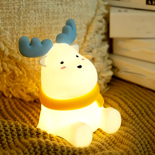 Christmas Reindeer Silicone Night for Kids Cute Gift Warm Yellow Led Light Soft Tou Ch Usb Rechargeable Lamp Fast Shipping